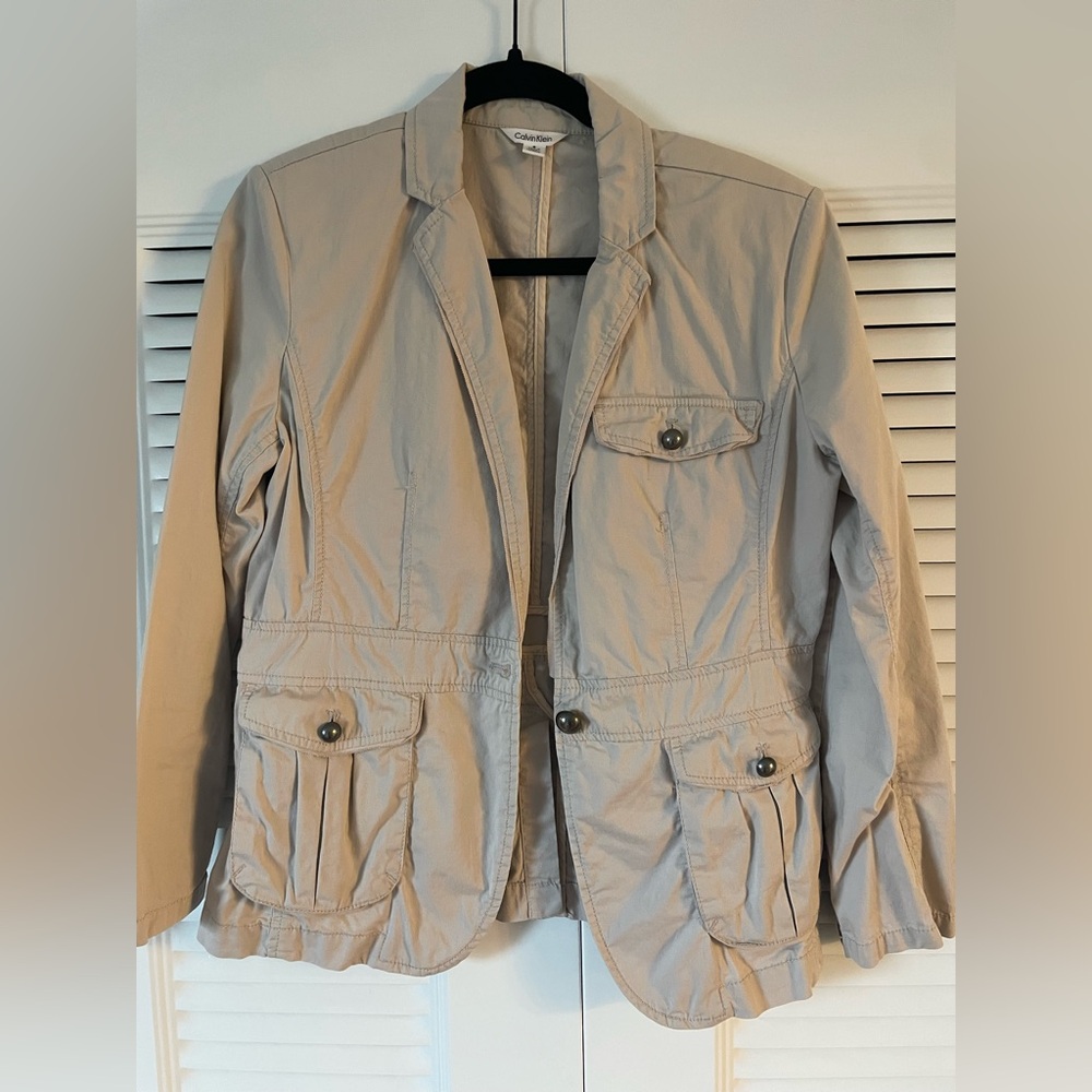 Women's Calvin Klein Beige Lightweight Jacket - Size 8